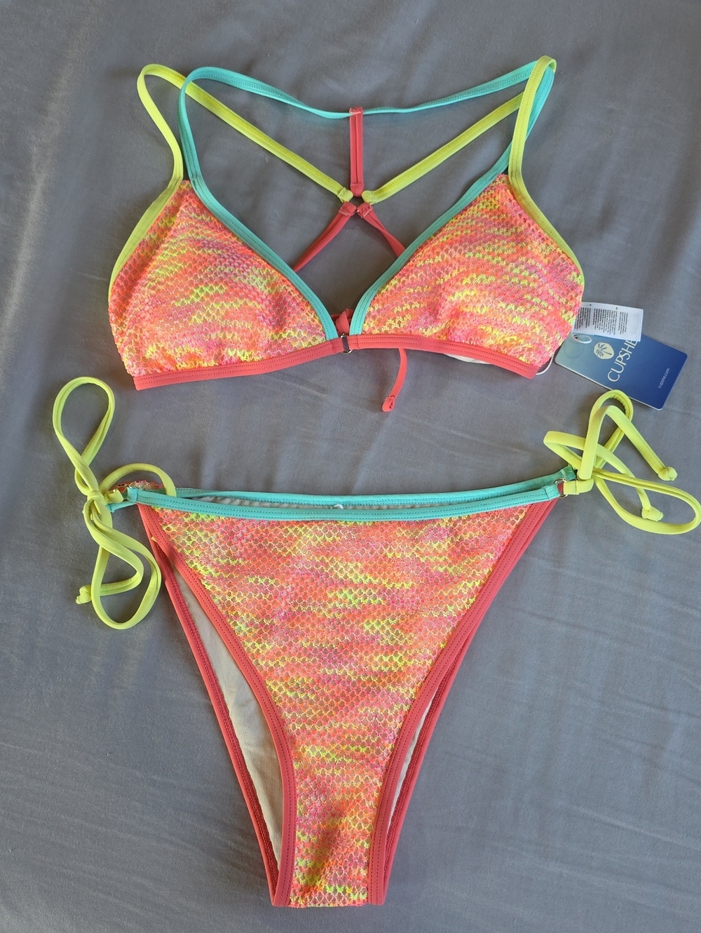 Cupshe Sunstruck Energy Neon Bikini Set Size-Large. NWT